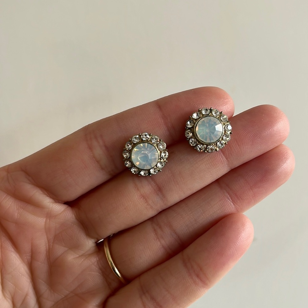 Crystal Opal White Stud Earrings